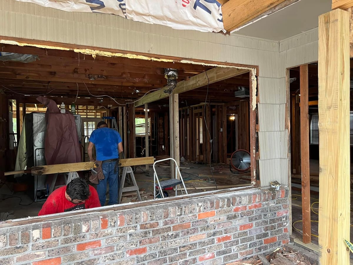 Exterior wall opened for a larger window during a whole-home renovation